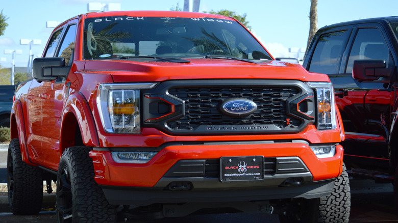 Front view of red Ford Black Widow