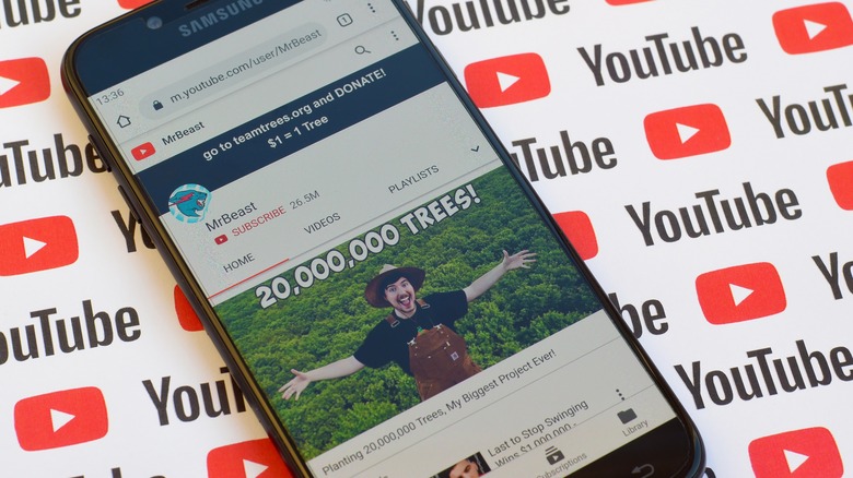 Mr Beast's YouTube channel seen on a smartphone 