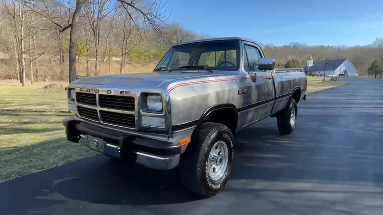 1992 Dodge Ram with 5.9L Cummins engine parked on road