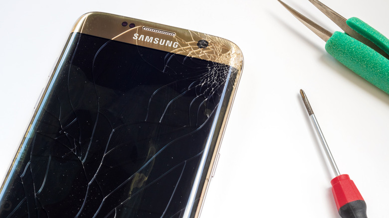 Cracked Galaxy smartphone screen