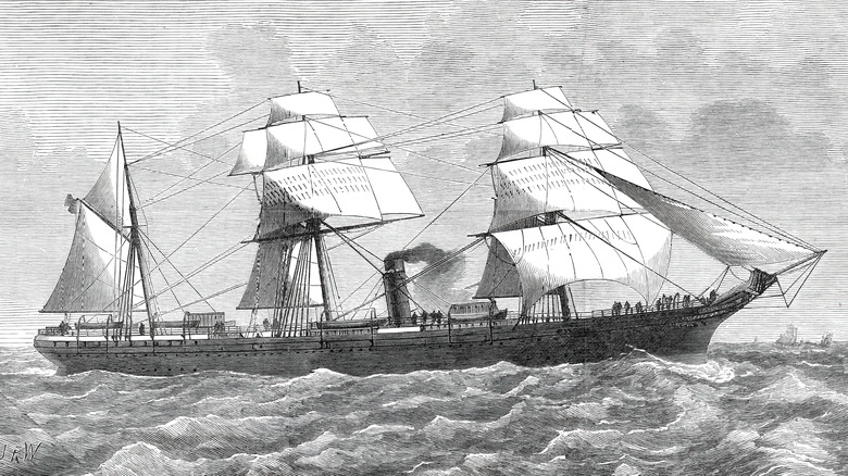Steamship under sail