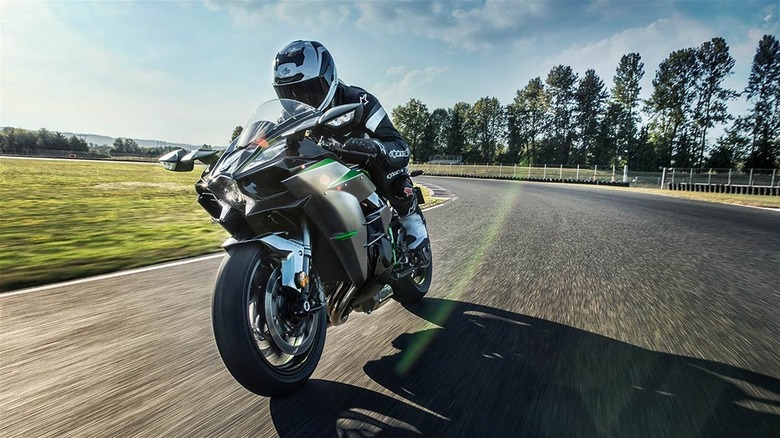 Kawasaki Ninja H2 with rider