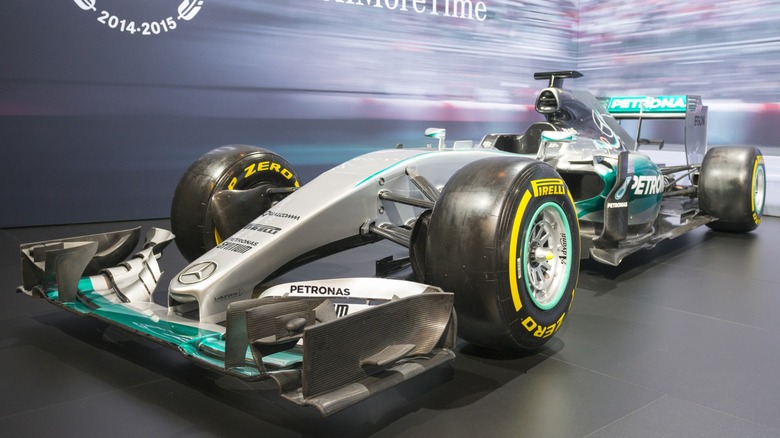 2015 championship winning Mercedes F1 Hybrid race car of Lewis Hamilton