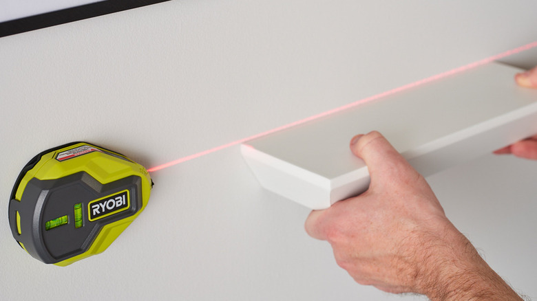 Ryobi Laser Level measuring shelf