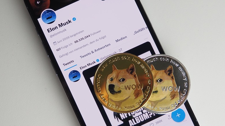 Dogecoins on Musk's twitter account