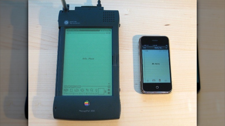 Apple Newton MessagePad 2100 and an iPhone