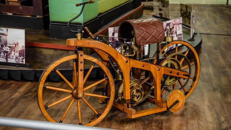 Daimler Reitwagen on wooden floor