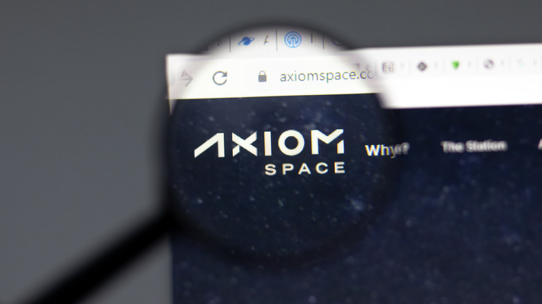 Axiom Space logo enlarged by microscope