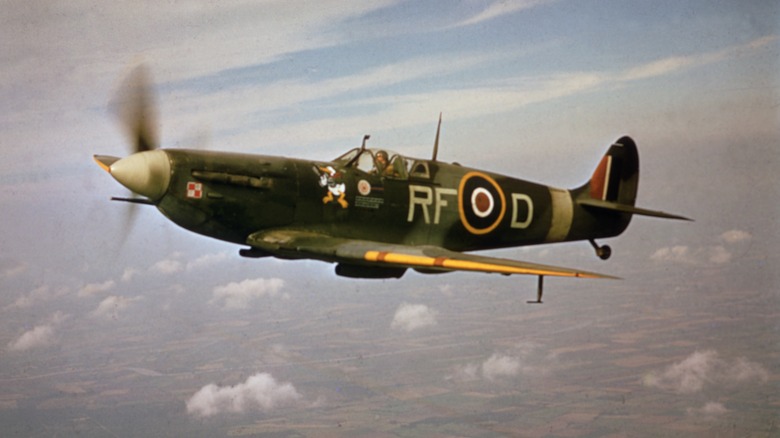 British WWII fighter plane flying