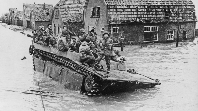 LVT in the water in WWII