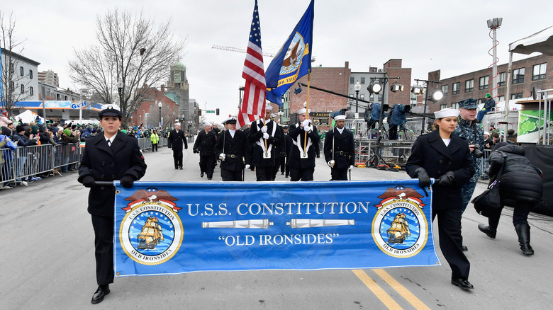 USS Constitution's Sailors parade march