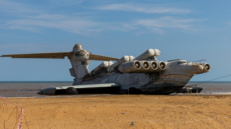 beached ekranoplan Caspian Sea Monster