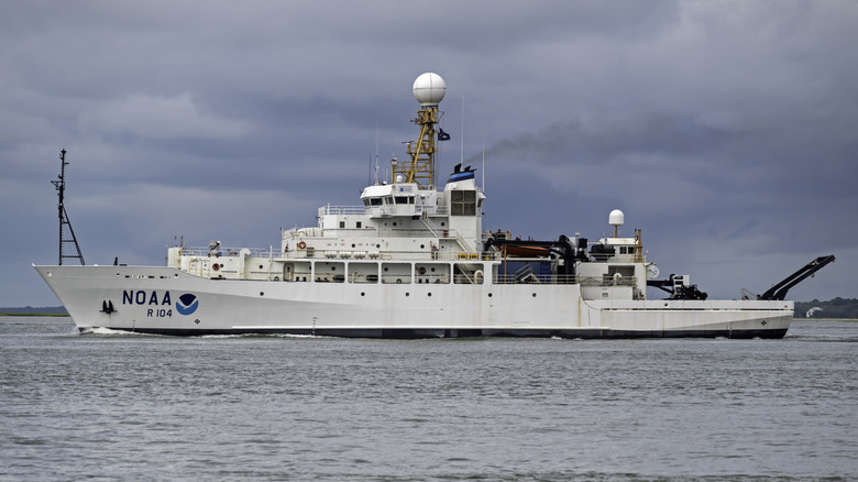 An NOAA research vessel in the ocean