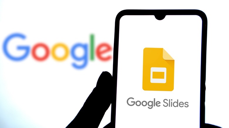 Google Slides splash screen on a smartphone