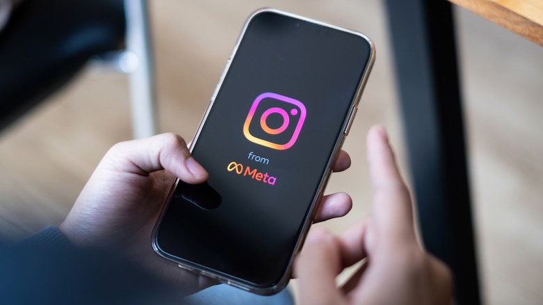 person opening Instagram app