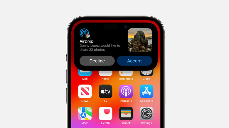 AirDrop accept bubble iphone