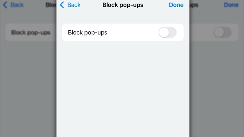 iPhone Block pop-ups screen on Google Chrome