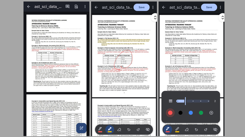 PDF annotation options in Google Drive app on Android