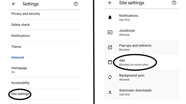 Chrome on Android Ad-block menu demonstration
