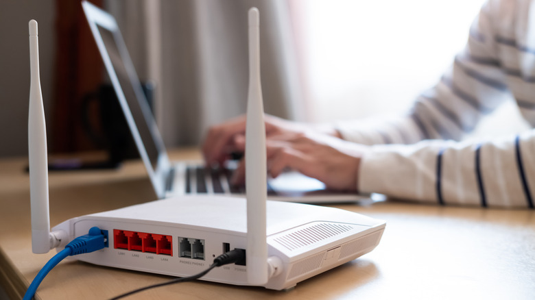 white router on table