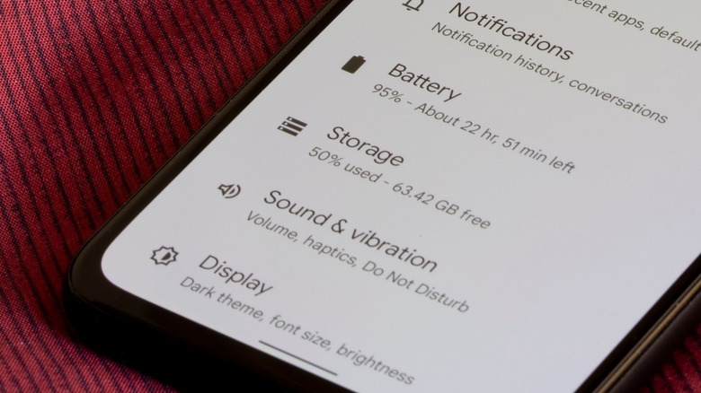 android phone settings page