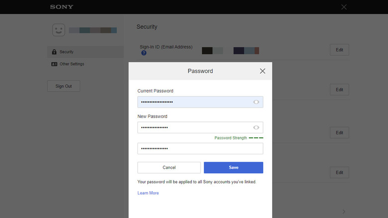 changing PlayStation Network account password