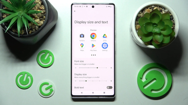 display size and text page android