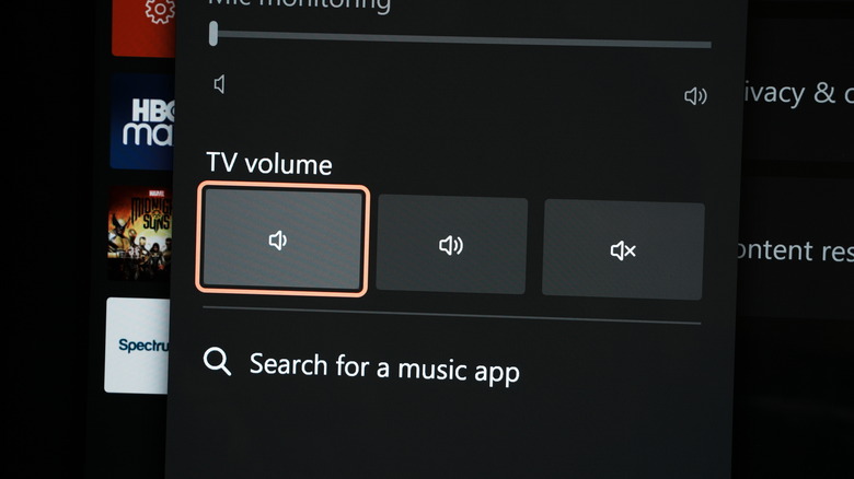 Xbox TV volume control menu