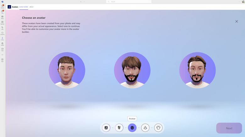 Choose avatar menu in Microsoft Teams app on computer