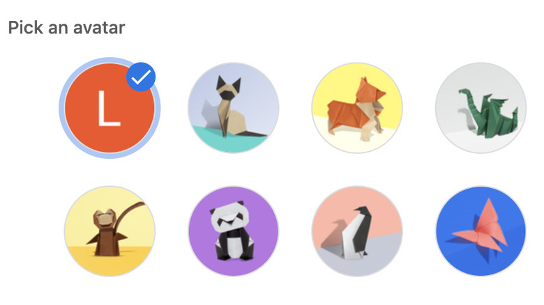 Chrome preloaded avatar options 