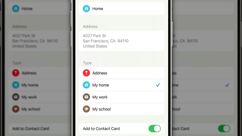 iPhone home address setting