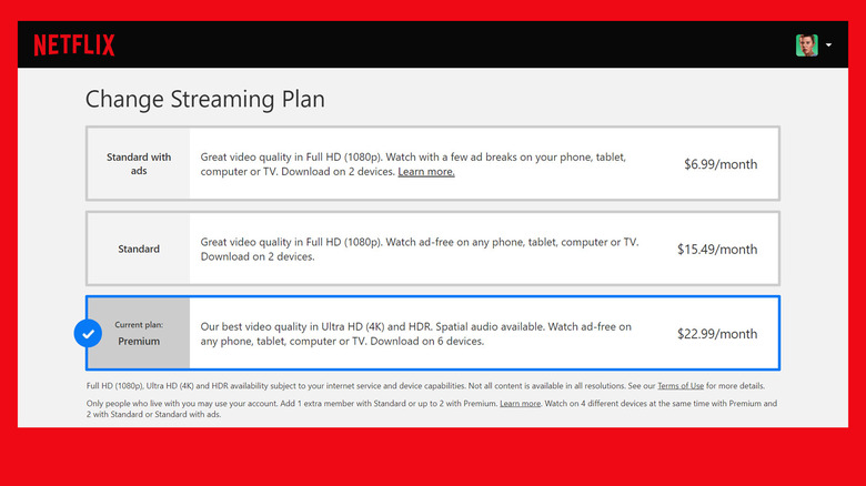 Netflix streaming plan options