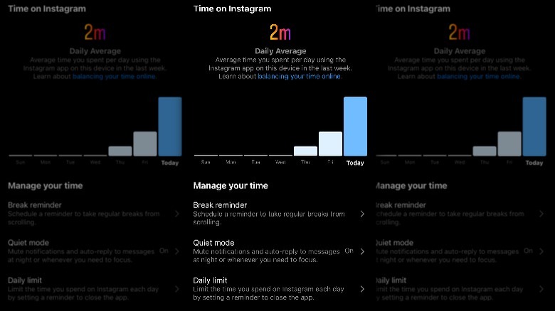 Instagram's Time Spent settings panel