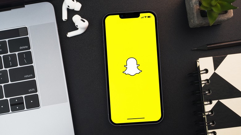 Phone with snapchat logo