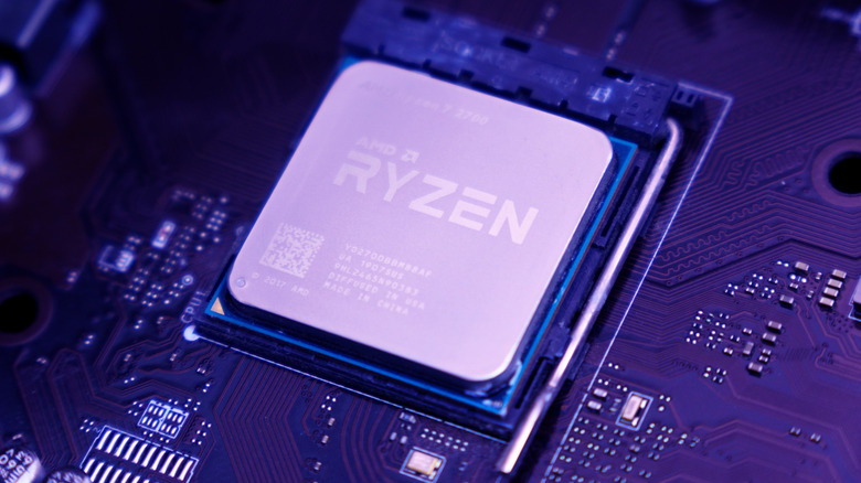 A closeup of the AMD Ryzen 7 2700 series desktop processor