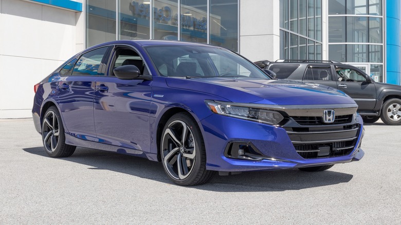 blue Honda Accord at dealership