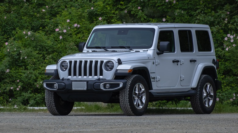 Jeep Wrangler on paved road