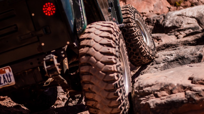 Jeep Wrangler off road in mud