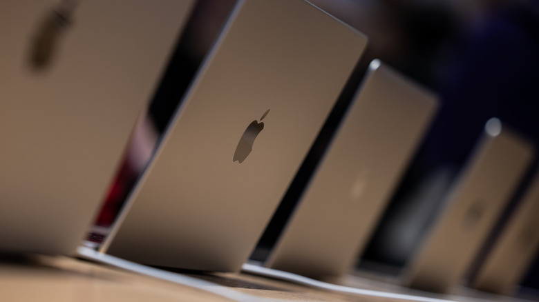 MacBooks at an Apple store