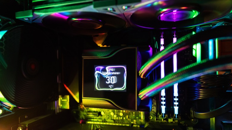 LCD display on liquid cooler inside PC