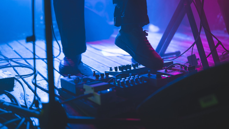 person using pedalboard