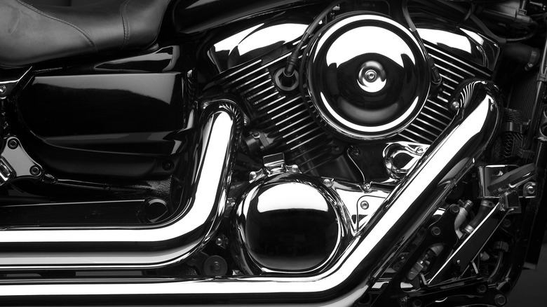 Shiny motorcycle engine