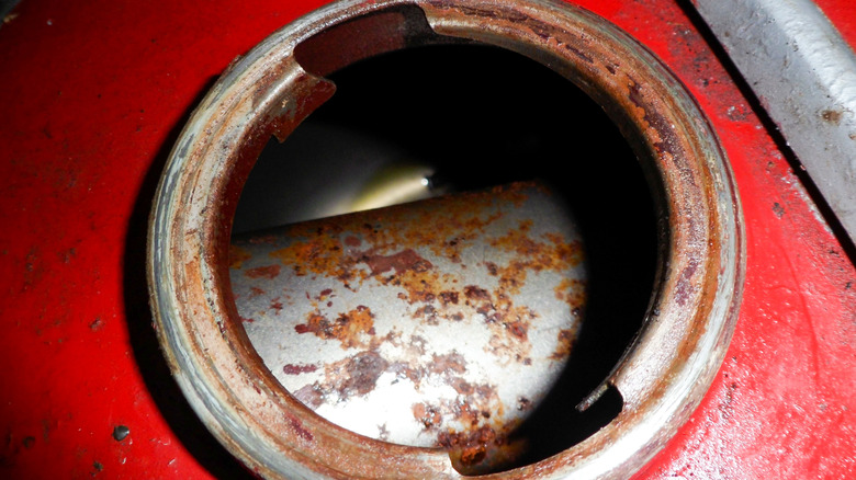 Rusted motorcycle gas tank