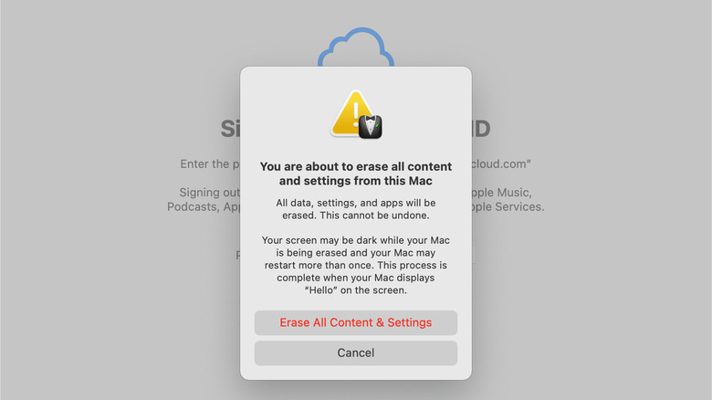 confirm Erase All Content & Settings MacBook