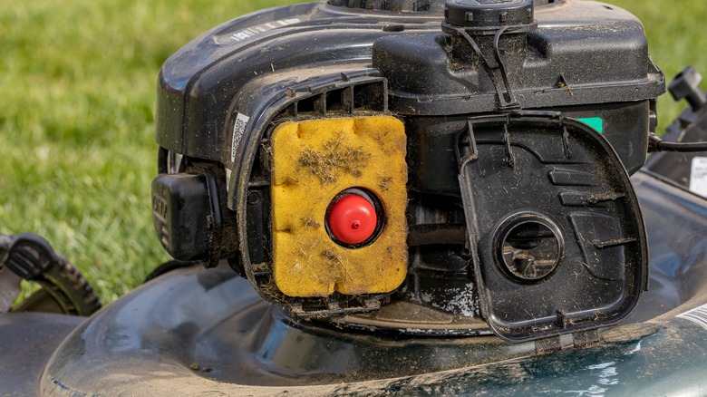 Mower air filter being exposed