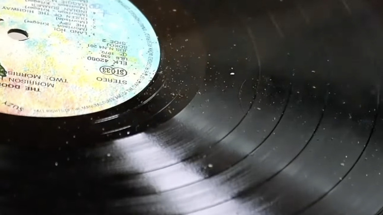 A visibly dirty vinyl record