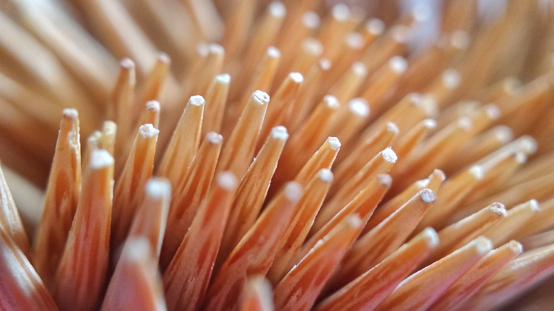 Closeup view of toothpicks