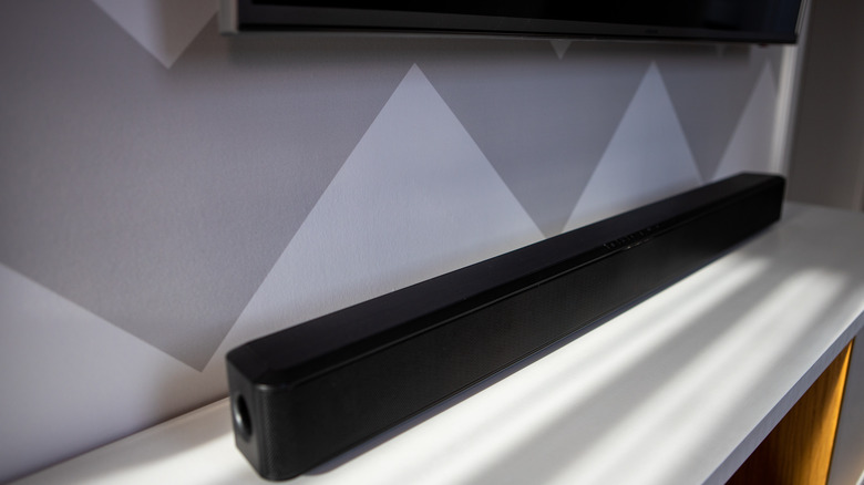 Soundbar on TV stand