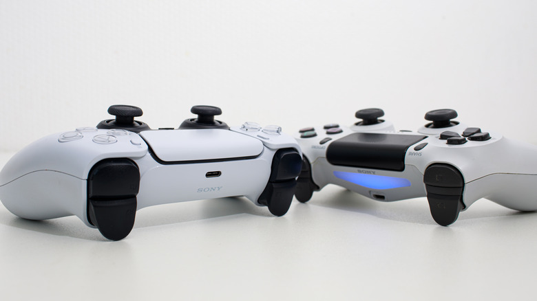 Dualsense controllers on table