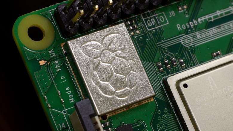 Raspberry Pi logo on chip